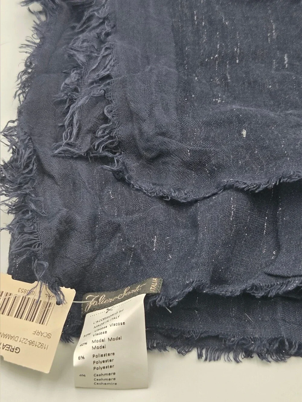 NWT Faliero Sarti Navy Metallic Diamantina Scarf.